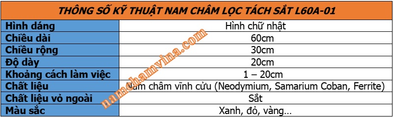 Thong-so-ky-thuat-nam-cham-loc-tach-sat-L60A-01