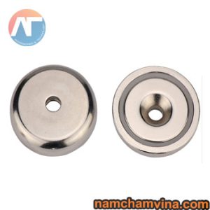 Alternative view of Nam châm tròn bọc inox lỗ vat chìm D32mm